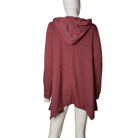LOGO LORI GOLDSTEIN Maroon Tunic Length Sweatshirt Size Large - Picture 4 of 7